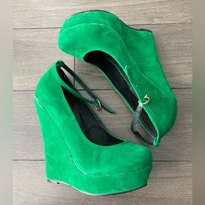 Privileged Lime Green Platform Wedges